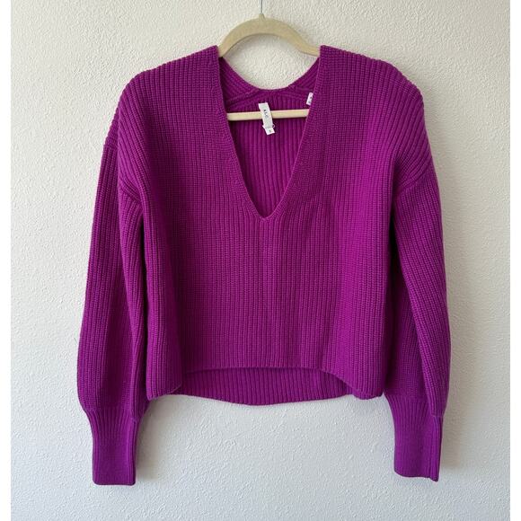 A.L.C. Violet Deep V-Neck Long Sleeve Boxy Crop Sweater XS - Picture 4 of 14